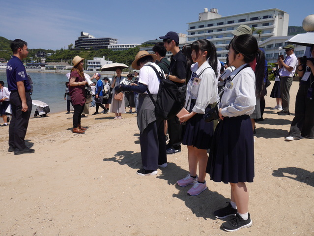 最初の撮影地　エンジェルロードに到着　すぐに撮影講習が始まる
