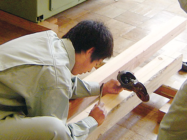 木材への墨付け実習
